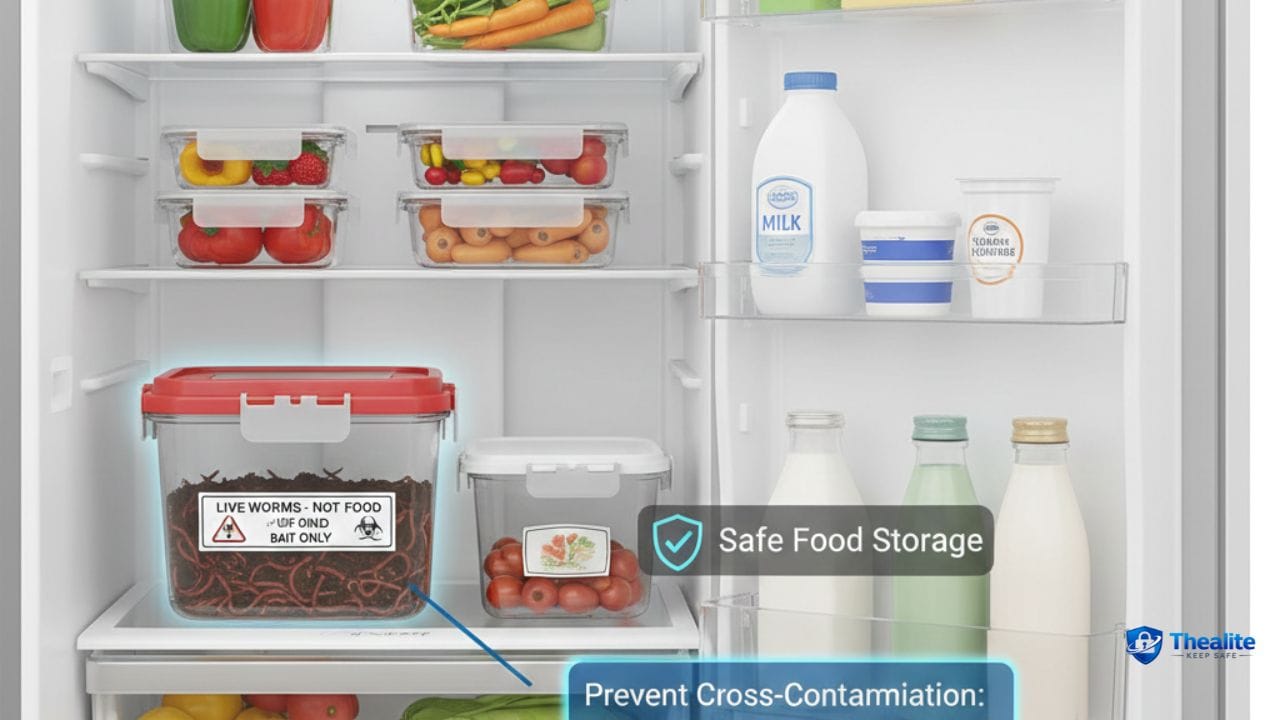 is it safe to keep worms in the fridge with food