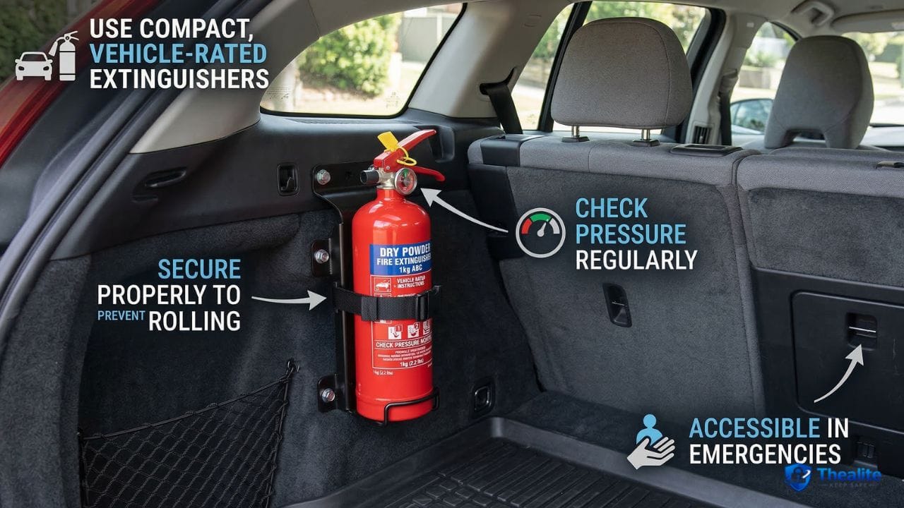 is it safe to keep fire extinguisher in car